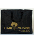 PP Woven Bag black with gold imprint.