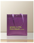 PP Non Woven Taschen violett mit grünem Druck 