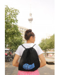 Baumwolltasche schwarz - blau bedruckt "European Students"
