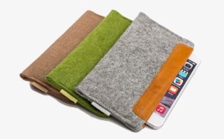 Handyhüllen, Tasche mit Label, eingenäht in der Seite