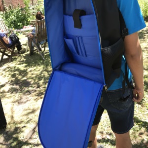 Rucksack Schwarz Blau, offen, innen