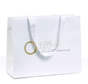 Kongresstasche aus Papier, matt und Gold, Band statt Kordel