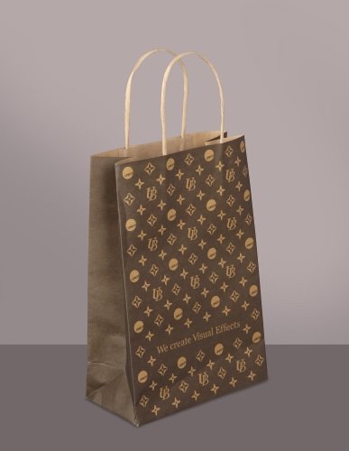 Brown kraft paper bags, small hand-folded, hand-glued