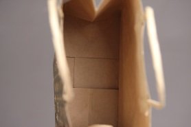 View into the handmade kraft paper bag, small amount