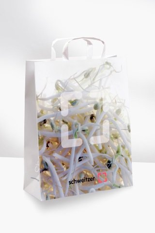Matt cellophane-coated flat-backed paper bag