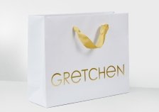 Heißfolienprägung Gold, 220 gm2 Kraftpapierkarton, goldenes Baumwolllband, Papiertaschen